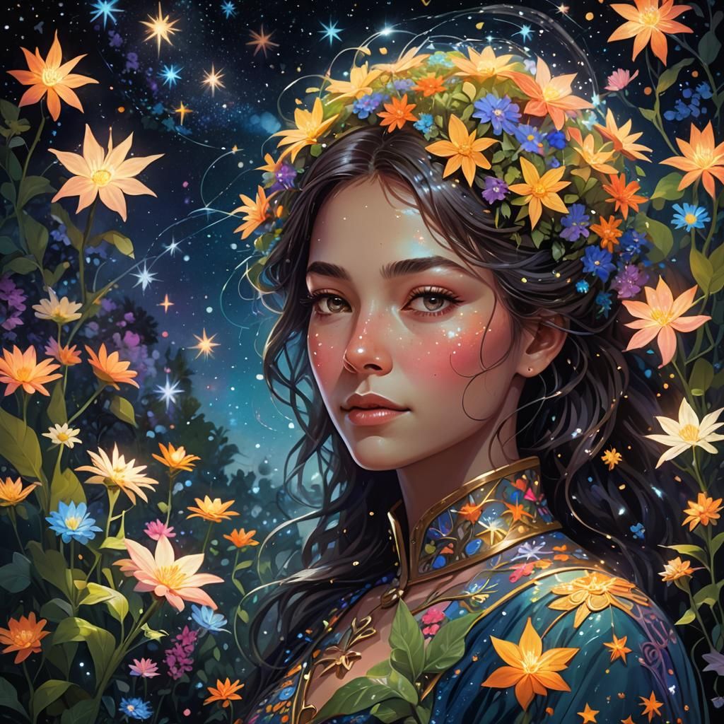 Mystical Gardener Nurturing Stars: Hyperrealistic Concept Ar...