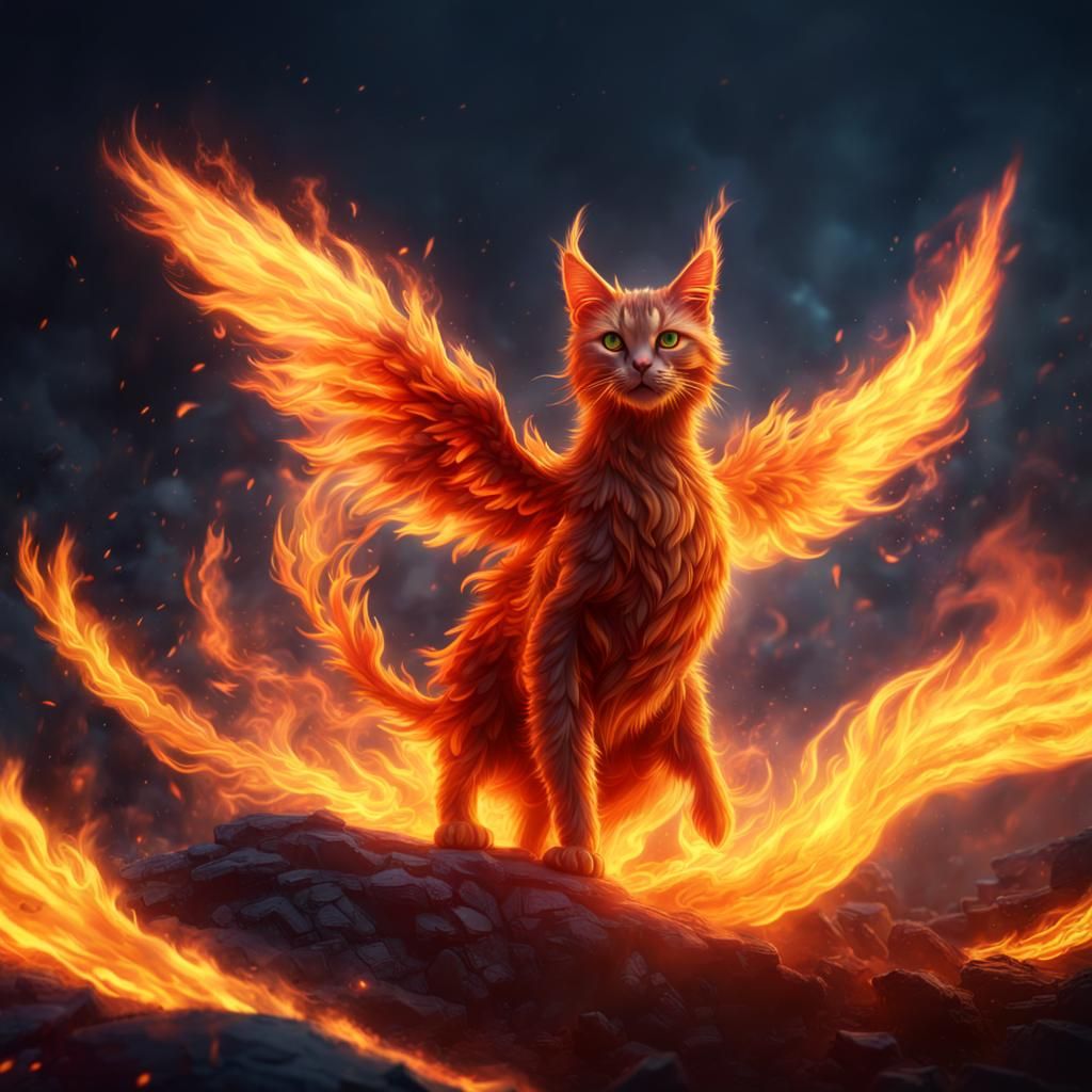 The ancient phoenix-cat - AI Generated Artwork - NightCafe Creator