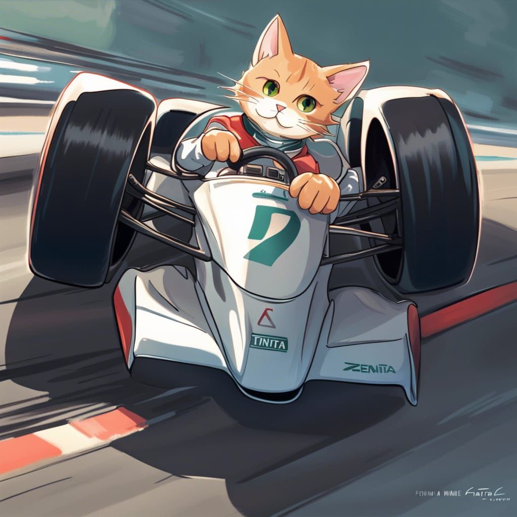A Cat driving in a formula 1 car AI Generated Artwork NightCafe Creator