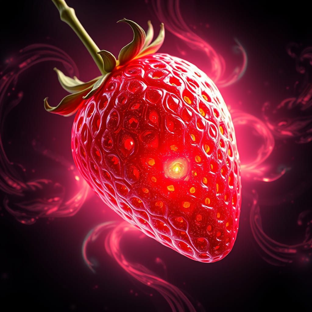 Surreal Strawberry Grenade Glows with Otherworldly Light in....