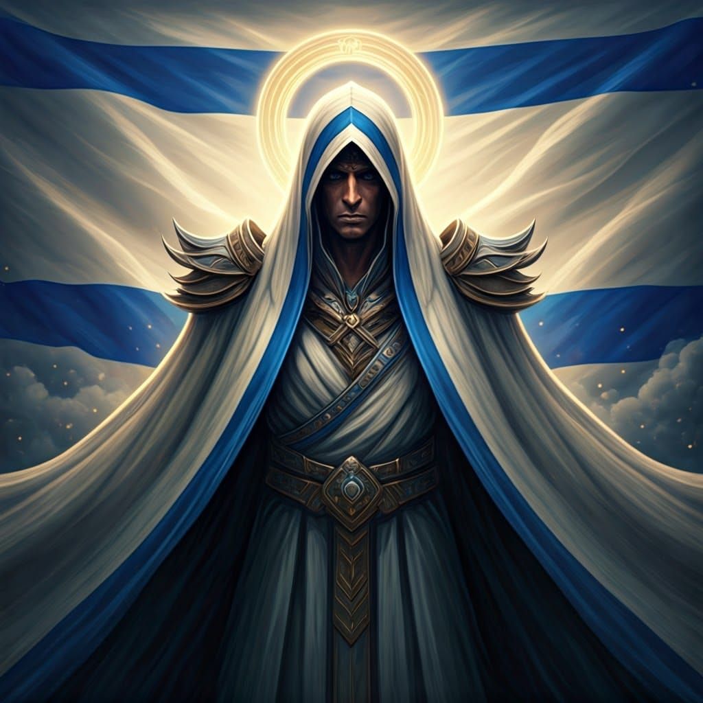 Proud Figure Before Israeli Flag: Fantasy Art
