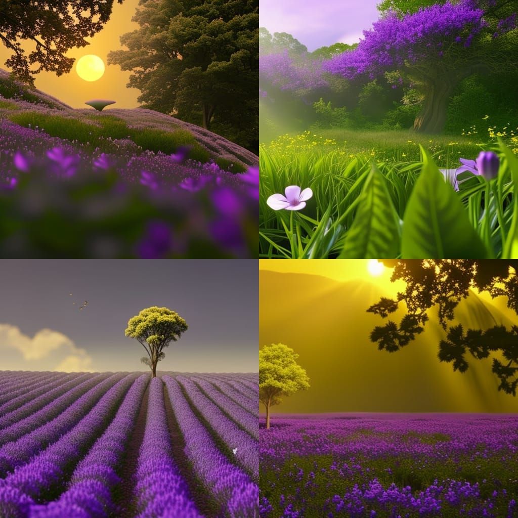 A honey bee sitting in a purple flower, tall grass in the ba...