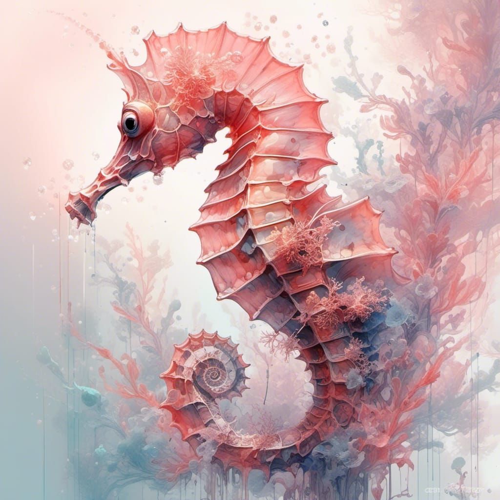 Pinky the seahorse  by @SlothFatale
