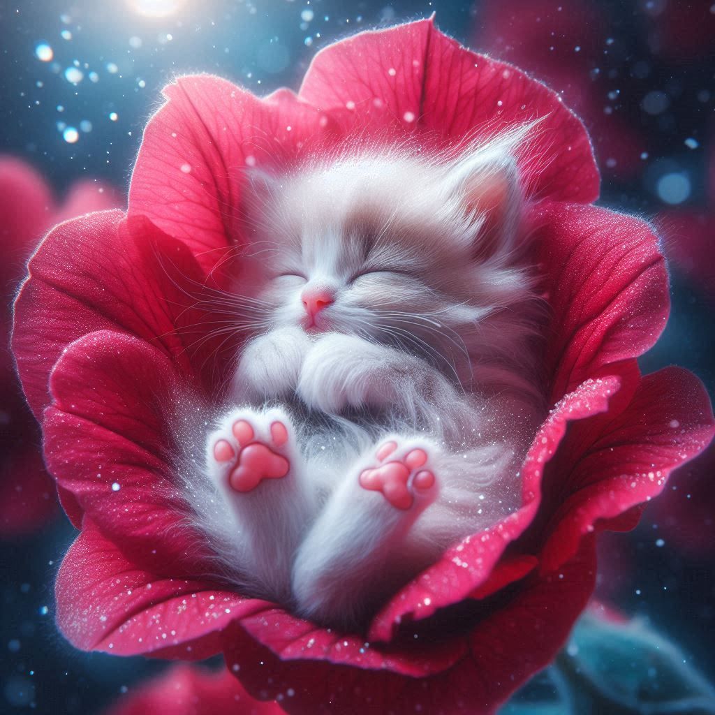 Soft kitty, warm kitty, little ball of fur! Happy kitty, sle...