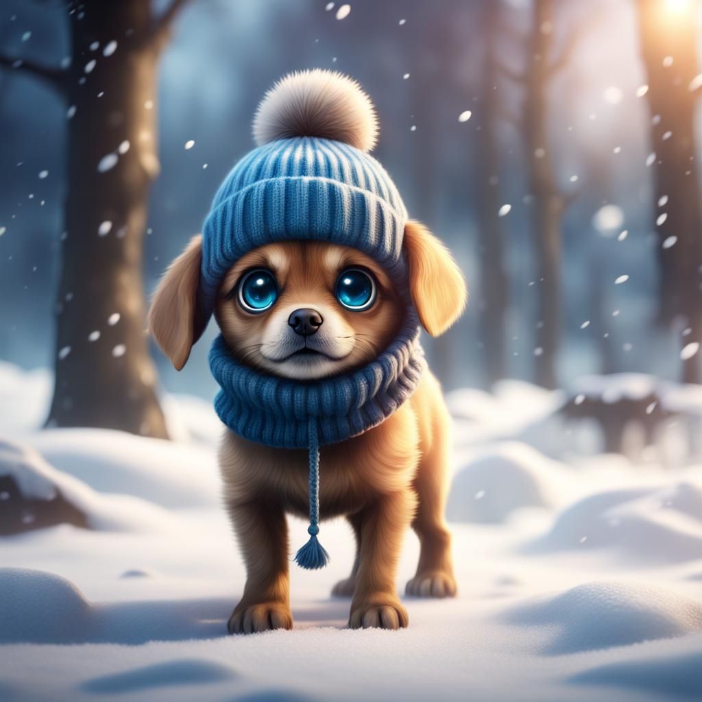 Puppy in winter - AI Generated Artwork - NightCafe Creator
