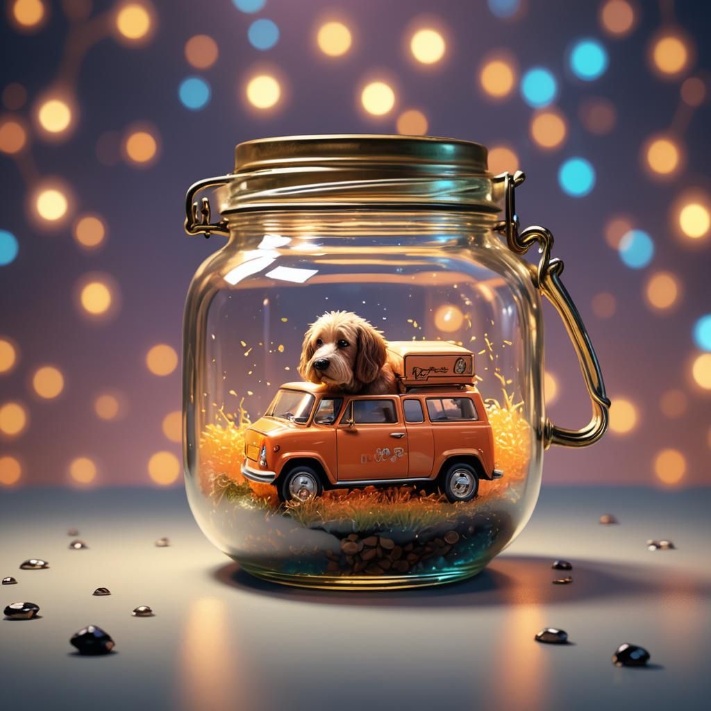 Jar with the "Dumb and Dumber" dog van inside!