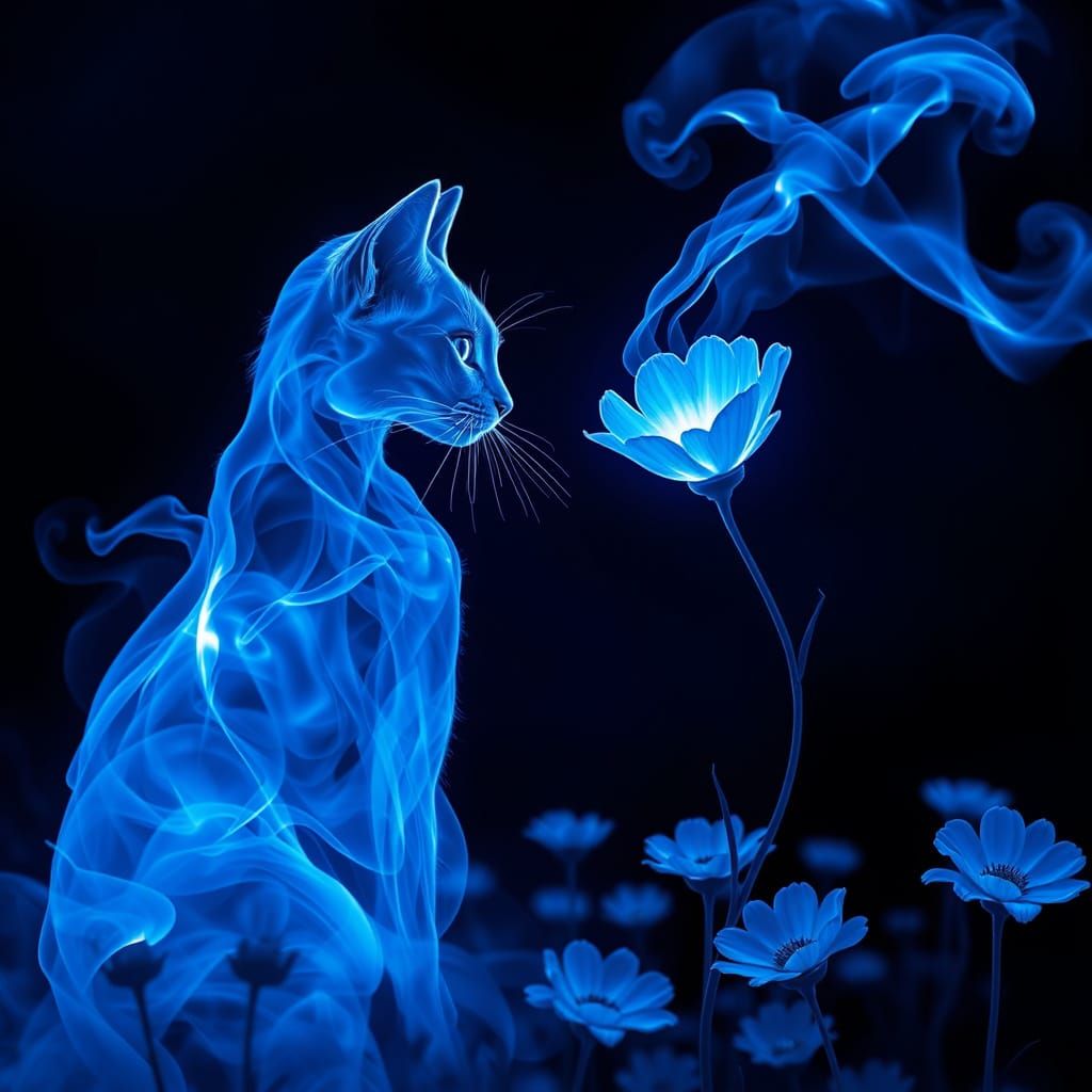 Blue ghost cat  by @Luan