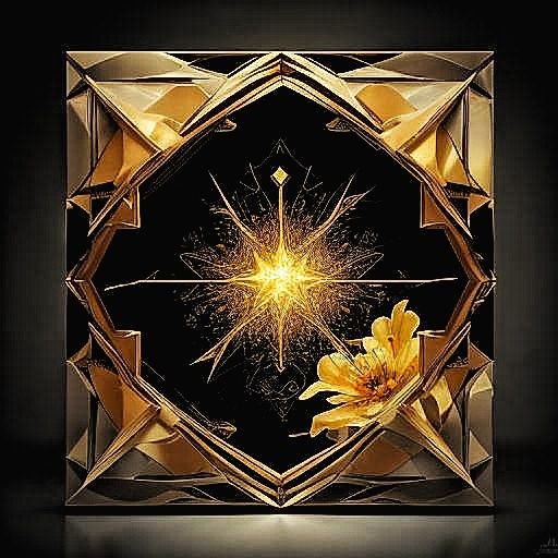 Beveled Gold Flower And Big Bang Curio