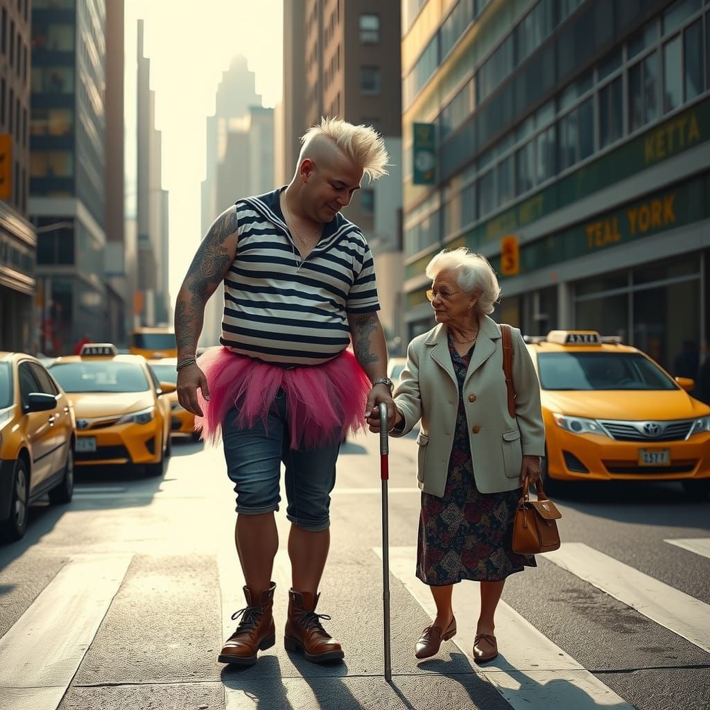  Gigantic punk man helps his grand mother ❤️  by @Num_is