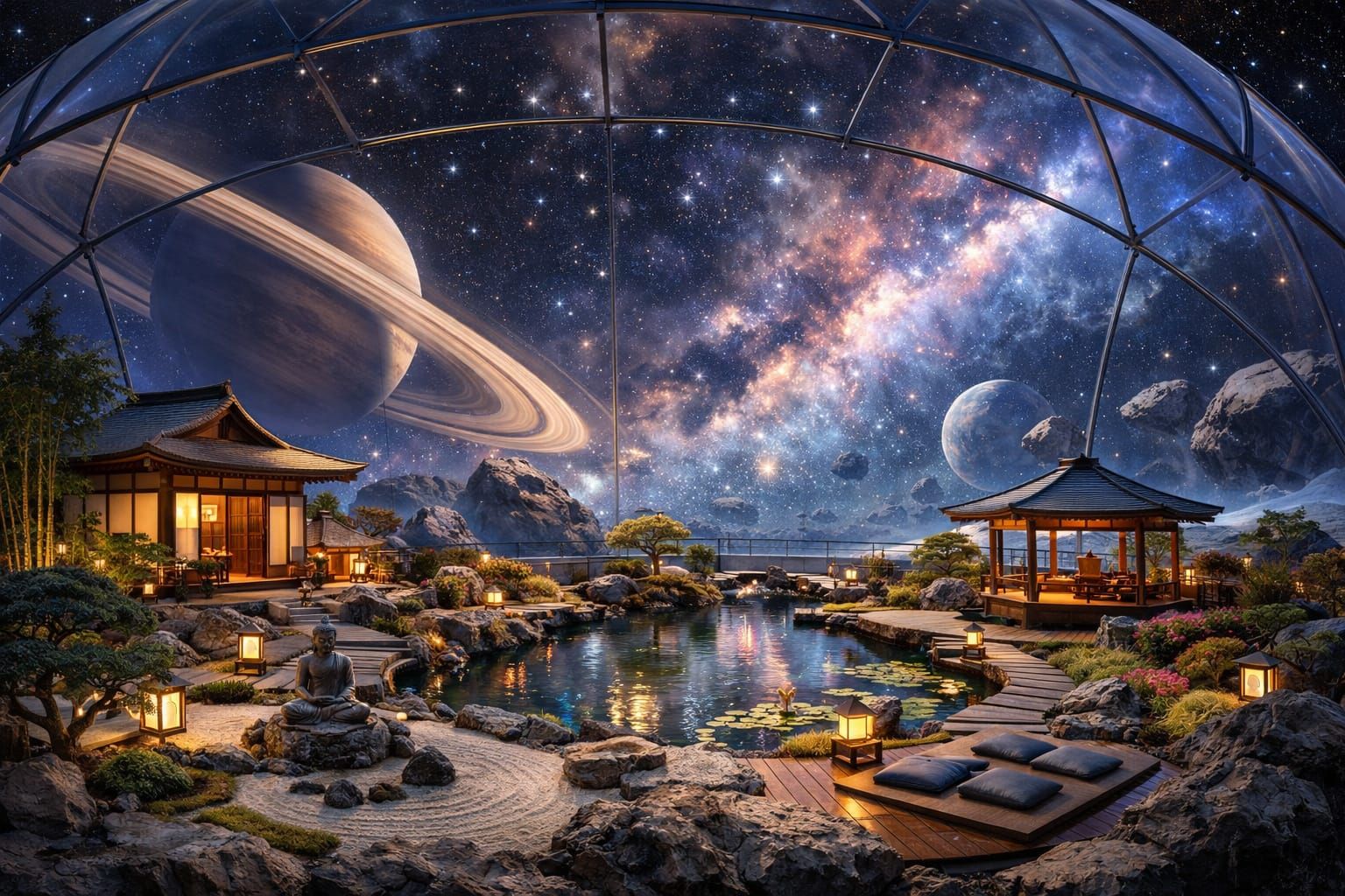 Asteroid-based Zen Retreat  by @Peter