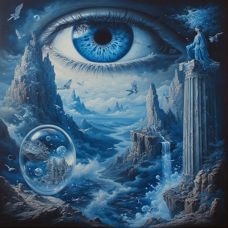 An oil painting titled Azure Reverie.