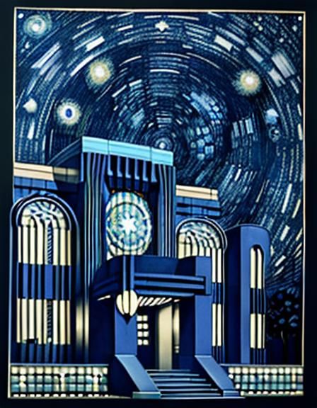 Art deco style starry night
