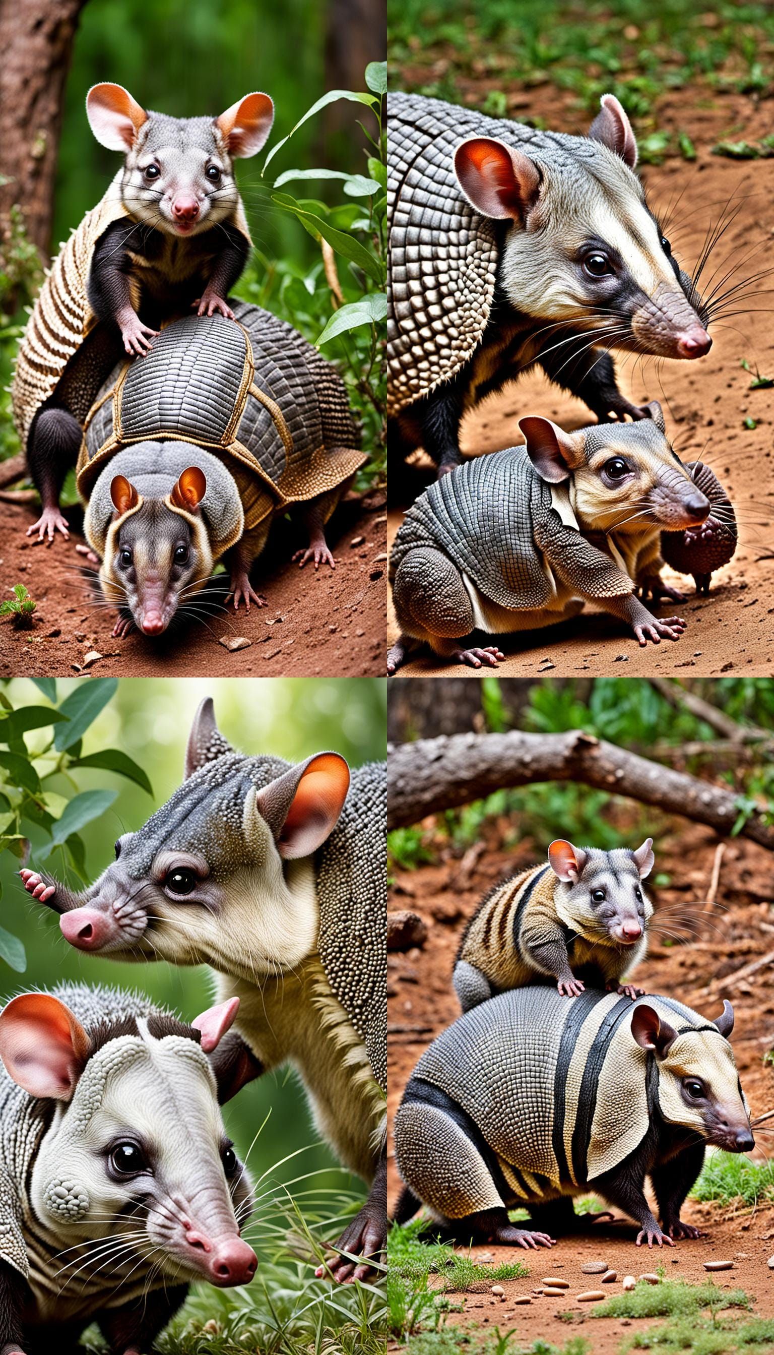 possum and armadillo animal