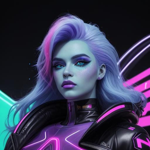 Angel diety of the neon galaxy nebulas of space beautiful cu...