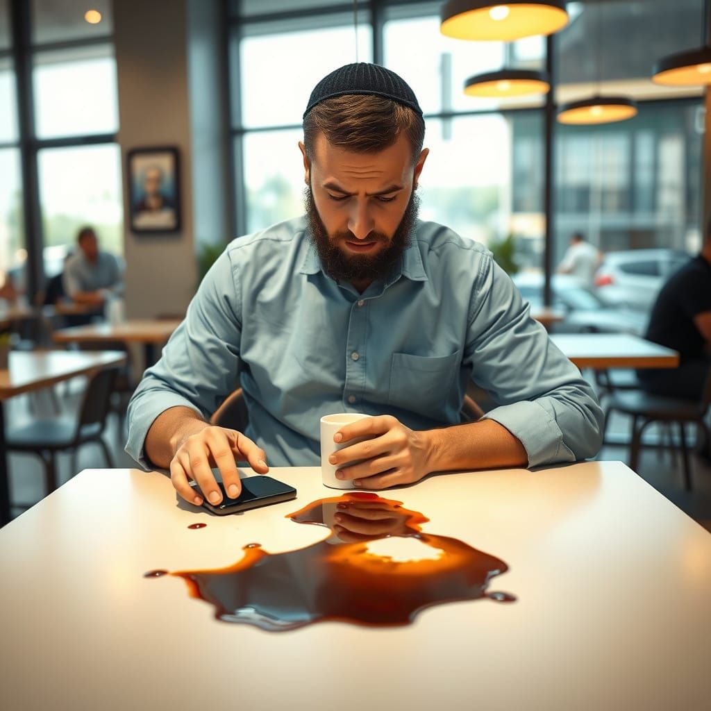 Coffee Spill in a Modern Cafe: Matte Painting
