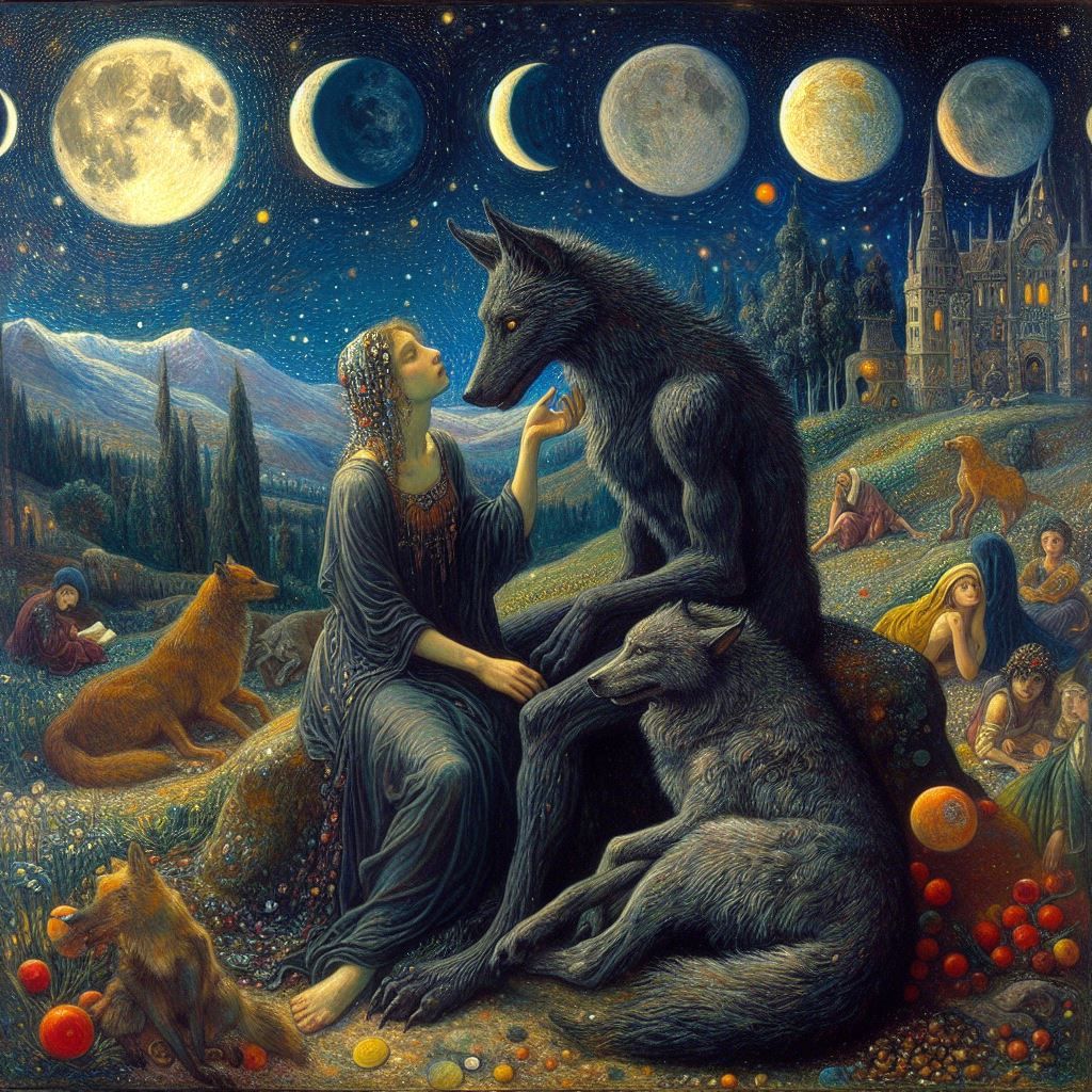 Poème de René Char Lunes et nuit, vous êtes un loup de velours noir, village, sur la veillée de mon amour