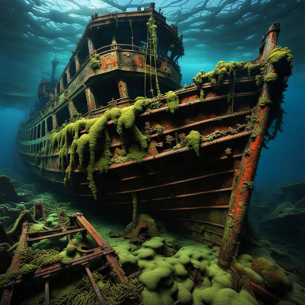 shipwreck on an ocean floor  by @Staircase Flash