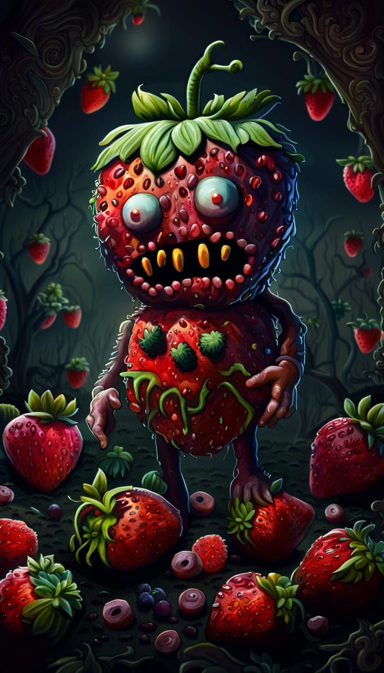 Creepy Strawberry Zombie AI Generated Artwork NightCafe Creator