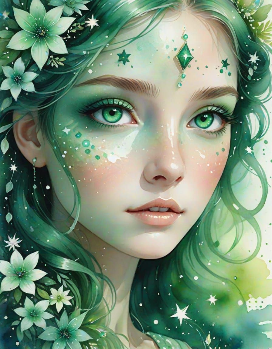 Sparkling emerald eyes  by @AmadaTakako773