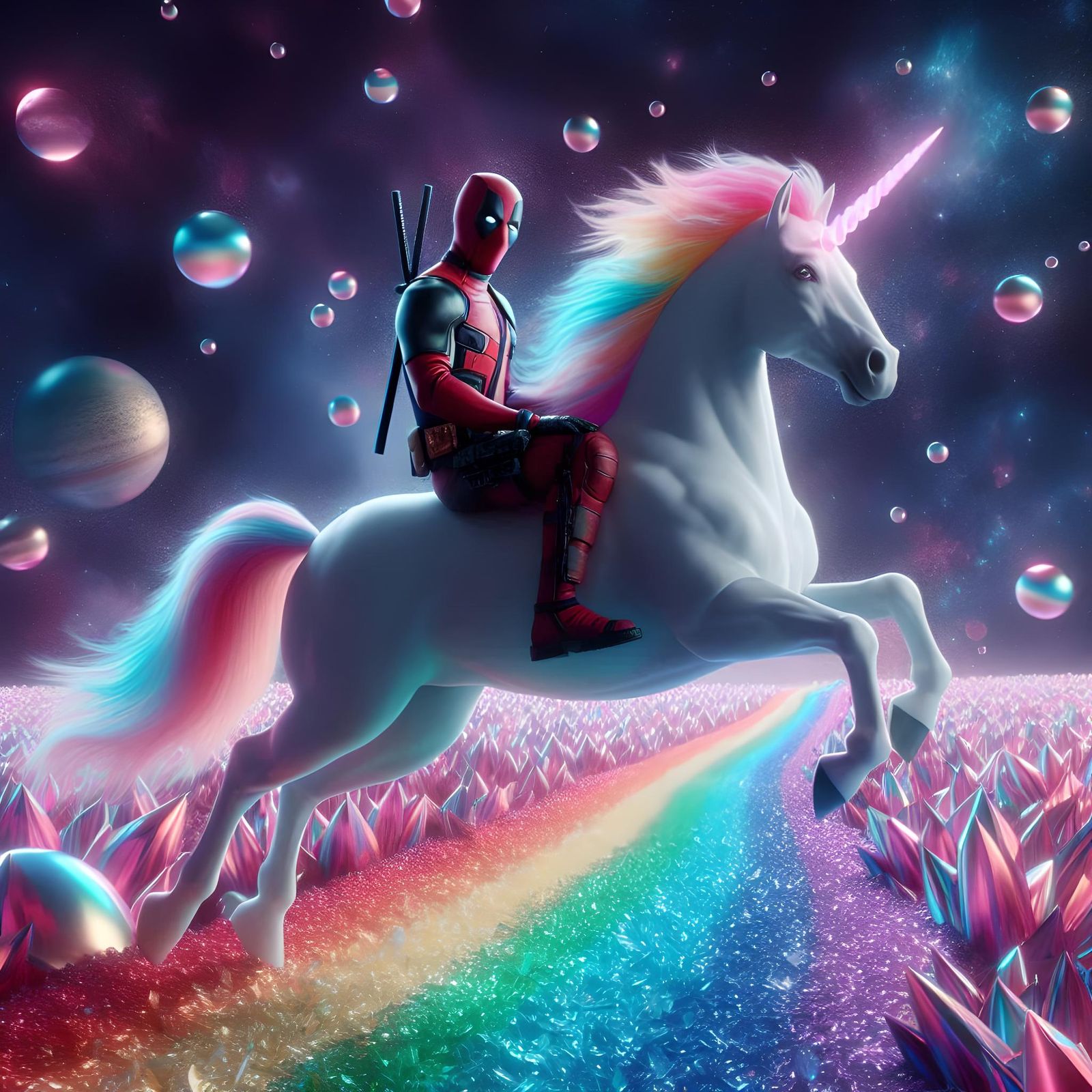 Deadpool Riding Unicorn