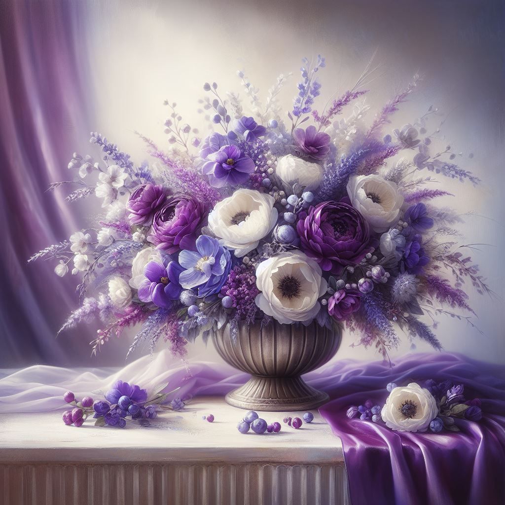 Purple and white bouquet  by @Tina