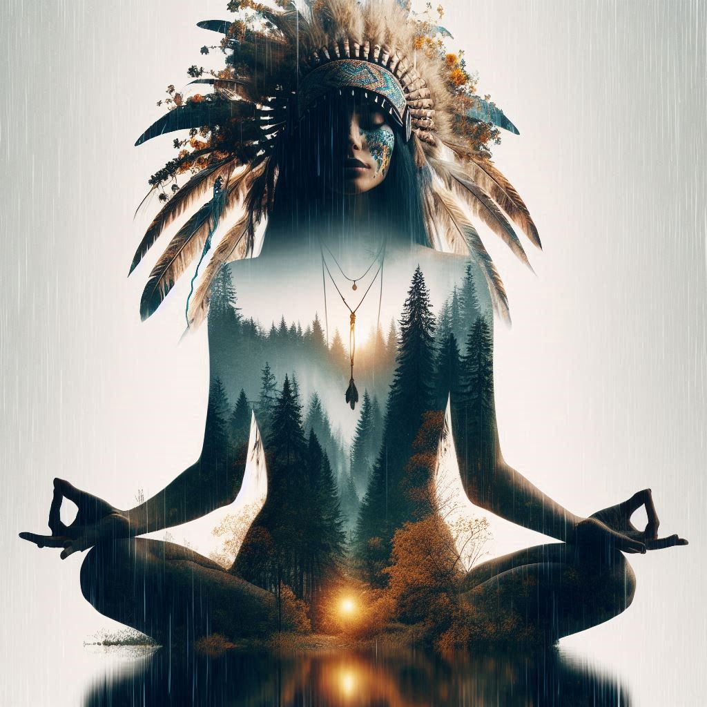 double exposure beautiful fantasy DALL-E 3 portrait landscape..