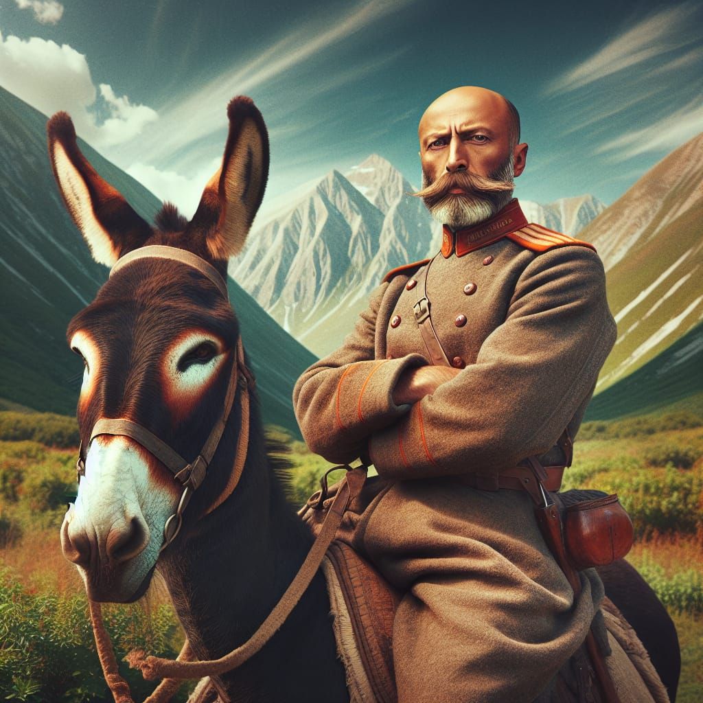 Lenin on a donkey in the Batken mountains