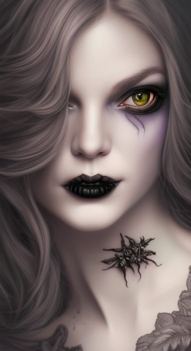 Gothic Witch Portrait in Art Nouveau Style