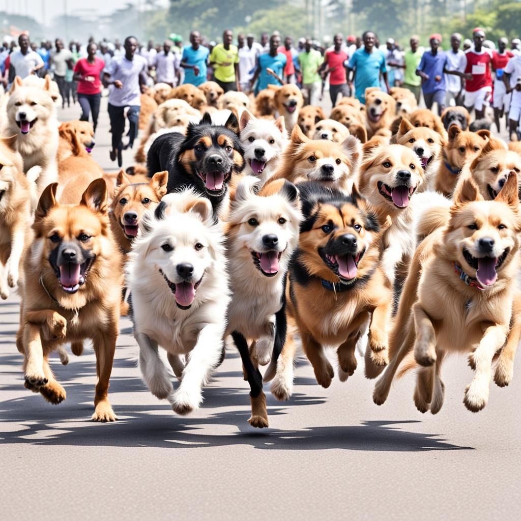 Dogs running through Abuja’s Independence and Constitution A...
