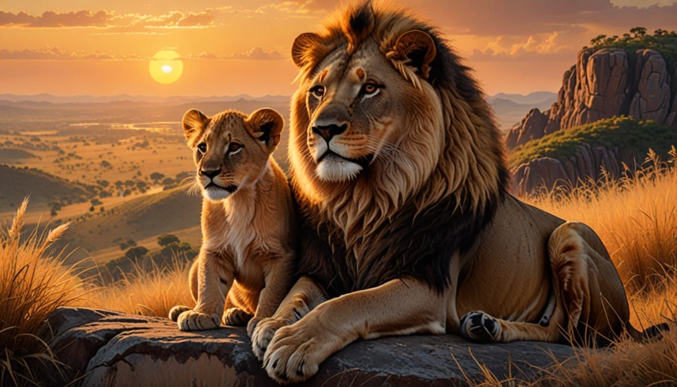 Lion father and son  by @ukimalefu