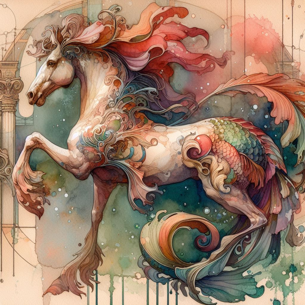 Art nouveau seahorse