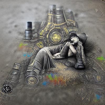Sadness and depression stipple steampunk chalk art CryEngine...