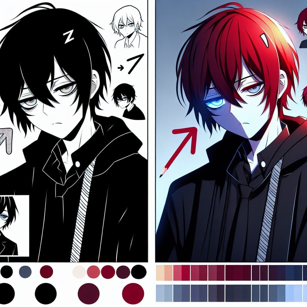 Sleepy Redhead in Manga Style Digital Art