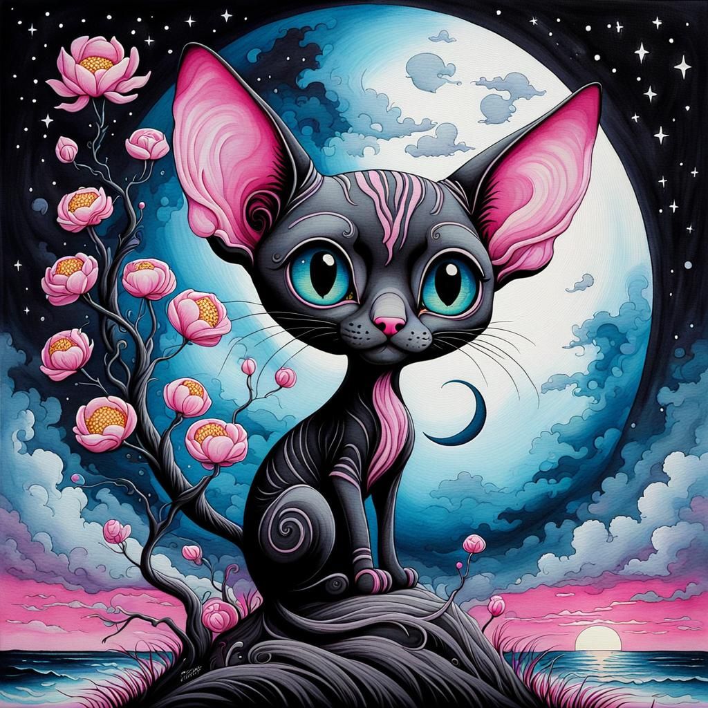 Black Cat Pink Moon