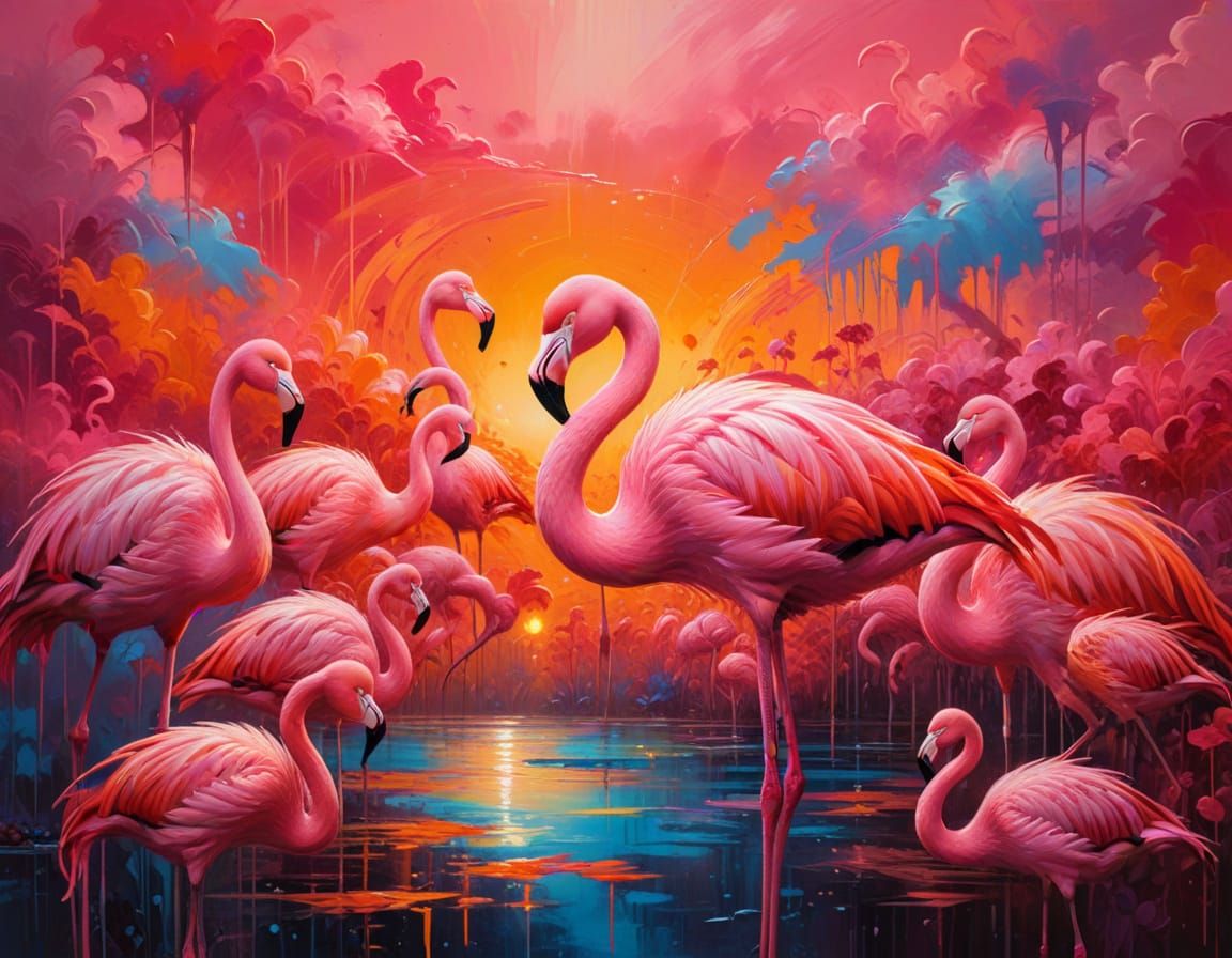 Flamingoes Under a Painted Sky  by @AlsoEddy
