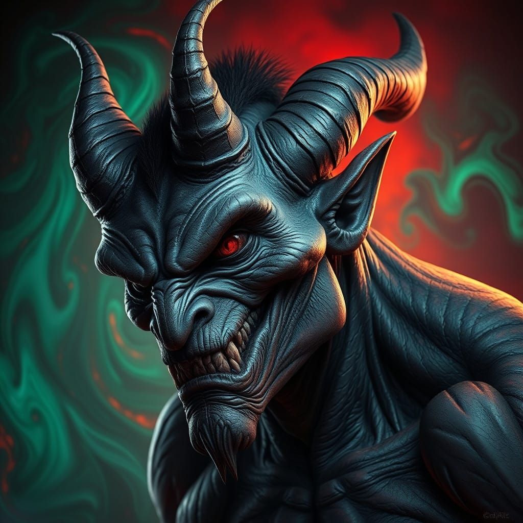 Demon Surreal Demon Emerges from Crimson Lava Depths