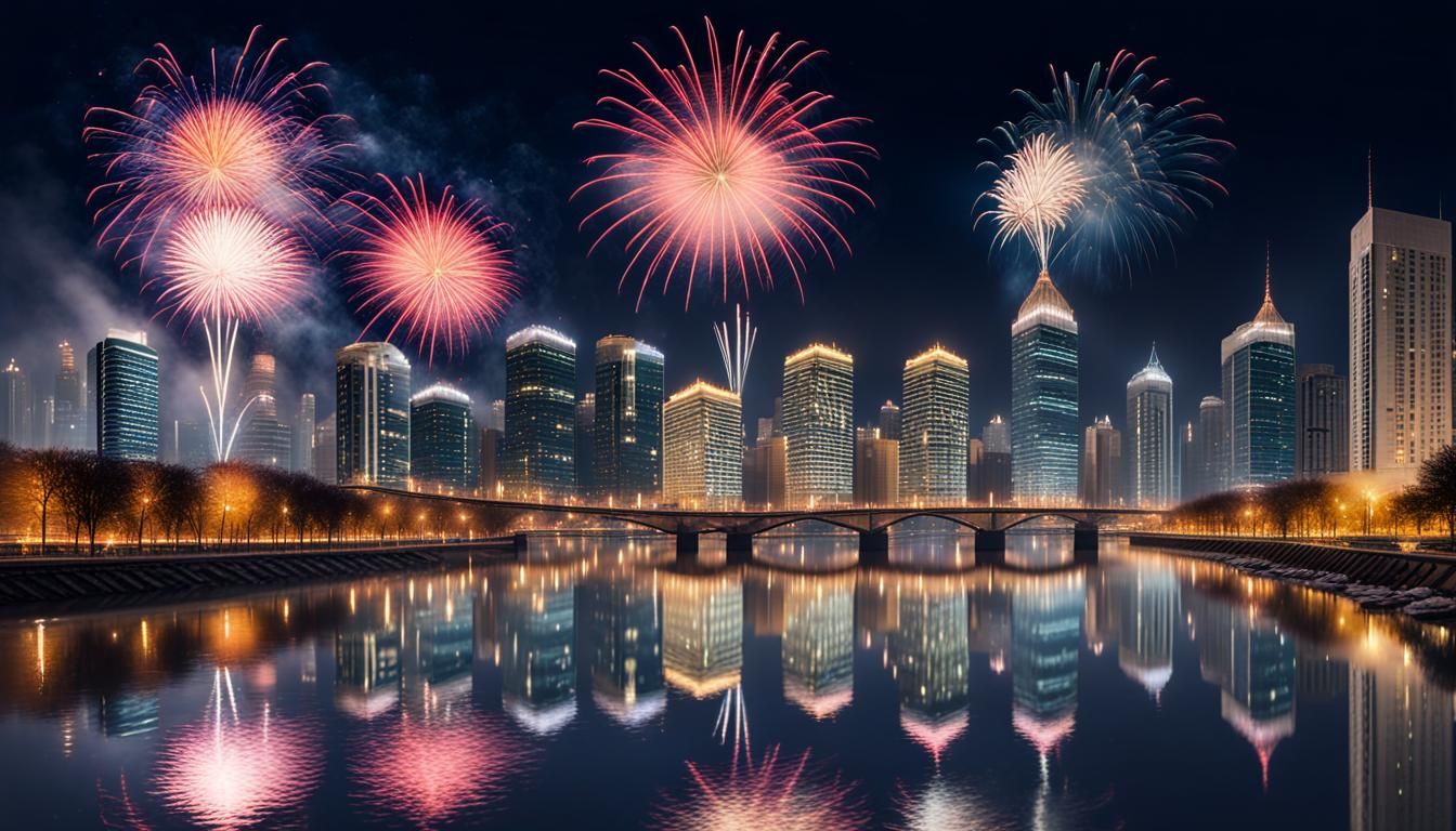 Cityscape fireworks