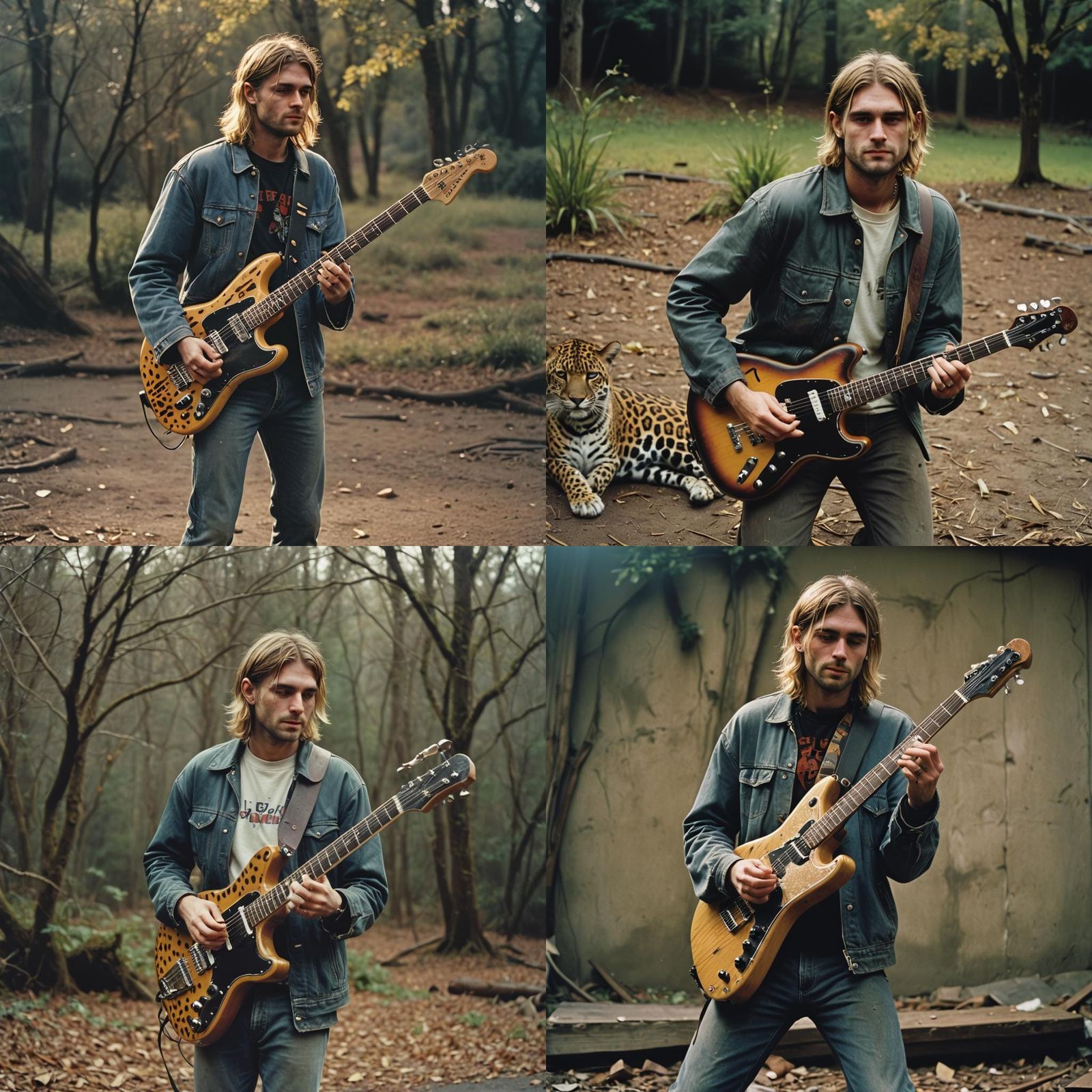 kurt cobain younger and holding a jaguar guitar