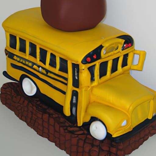 Chocolate sculpture of a school bus