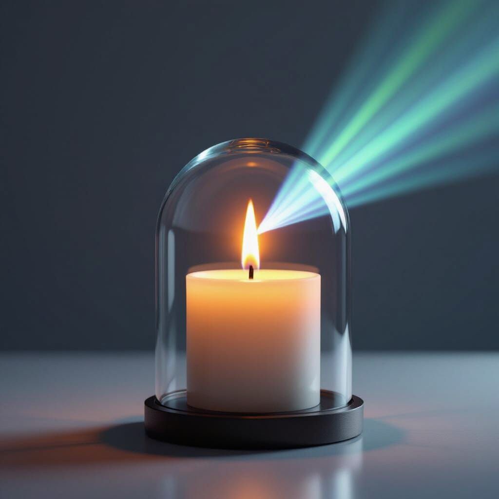 Candle Flame Extinguished by Fan, Replaced by Laser Light
