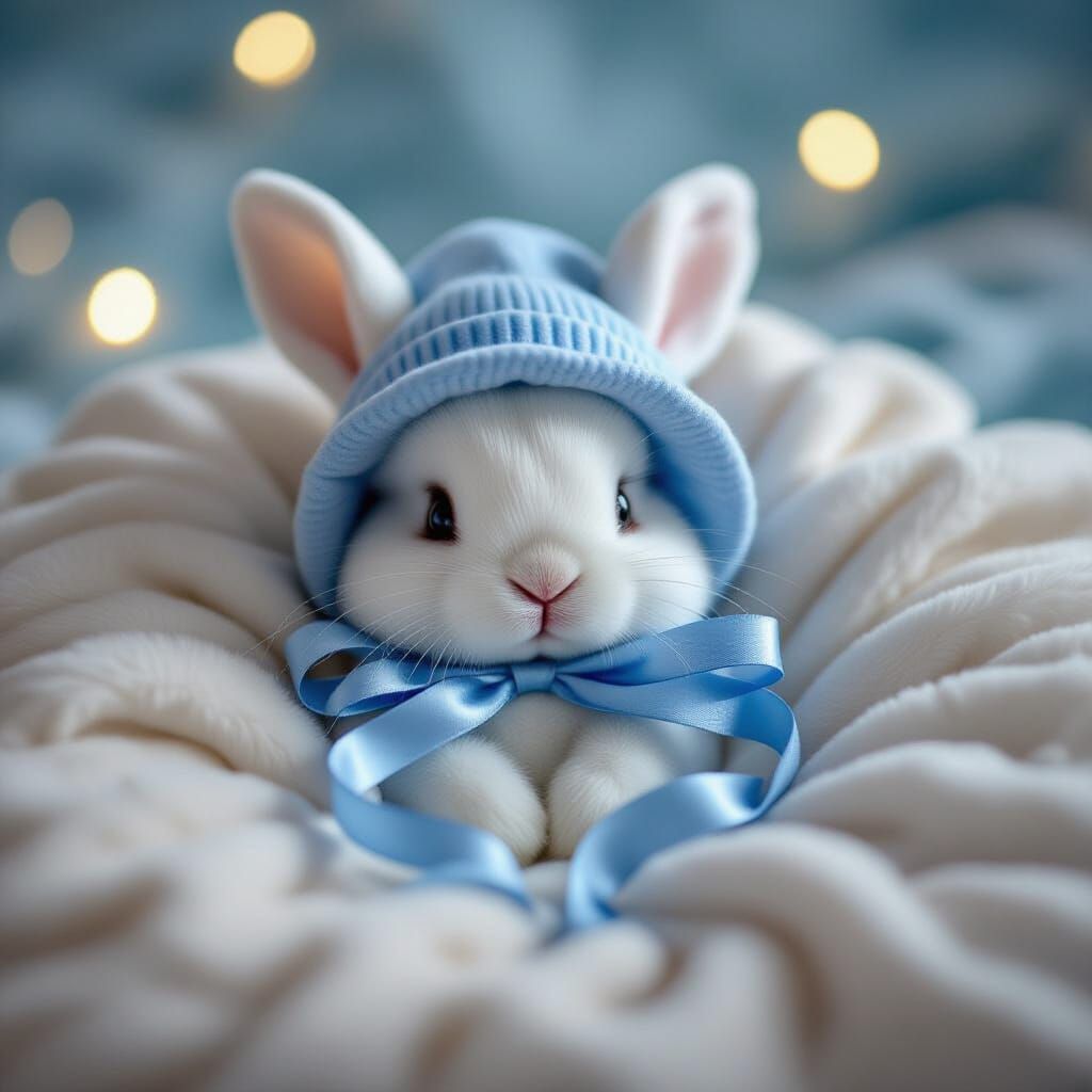 Photorealistic Baby Bunny in Moonlight