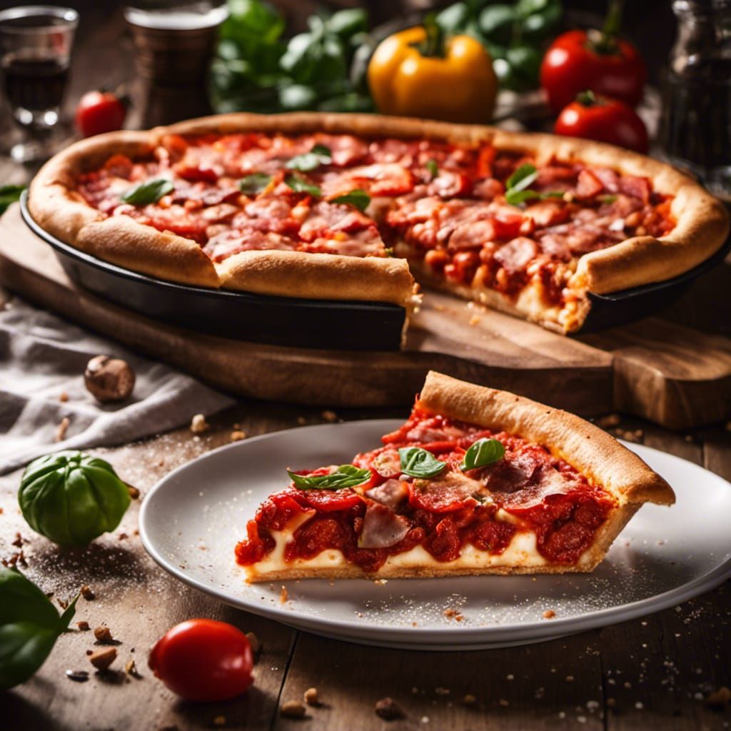 stunning picture of a realistic gorgeous, delicious plate of Deep-dish ...