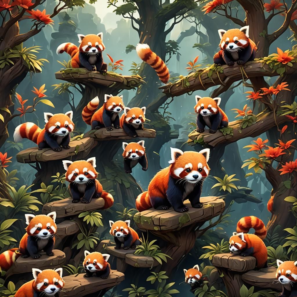cartoon cute red panda