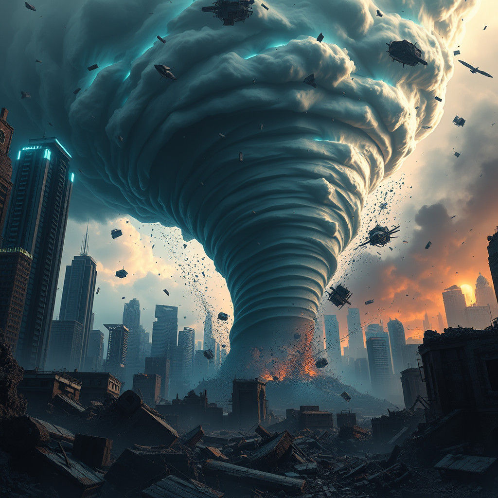 tornadoes razing city