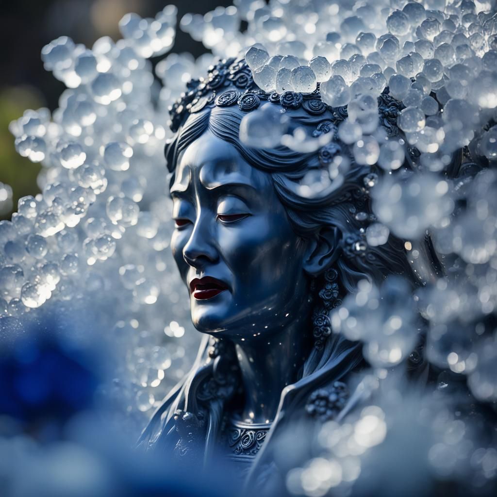 Ice Crystal Sculpture of a Chinese Woman