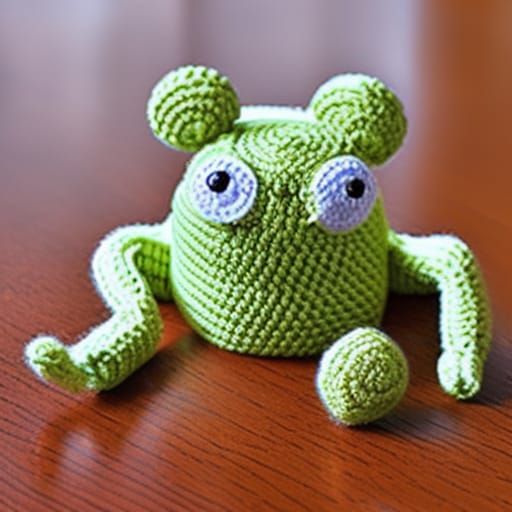 crocheted frog