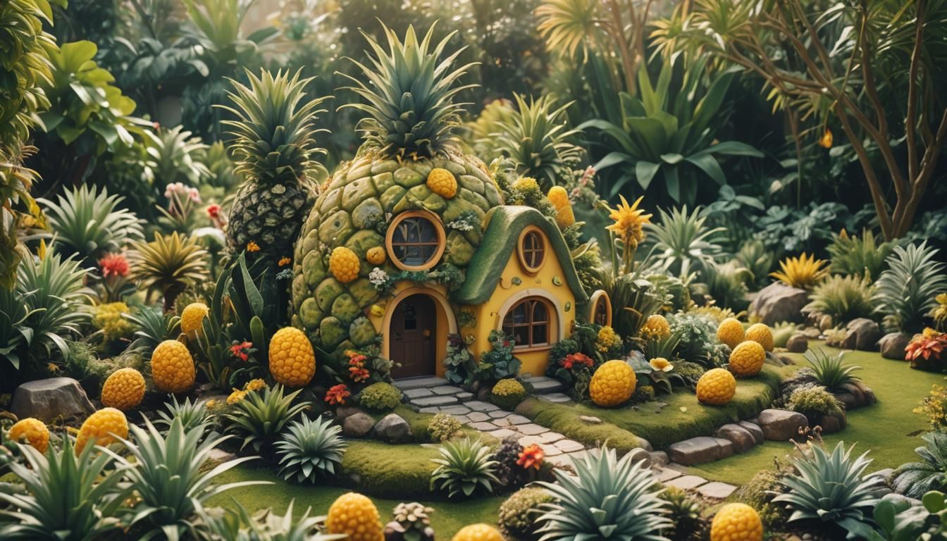 Pineapple House in Fairy Garden: 3D Cinematic Render