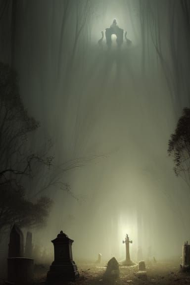 Cemetery in the fog