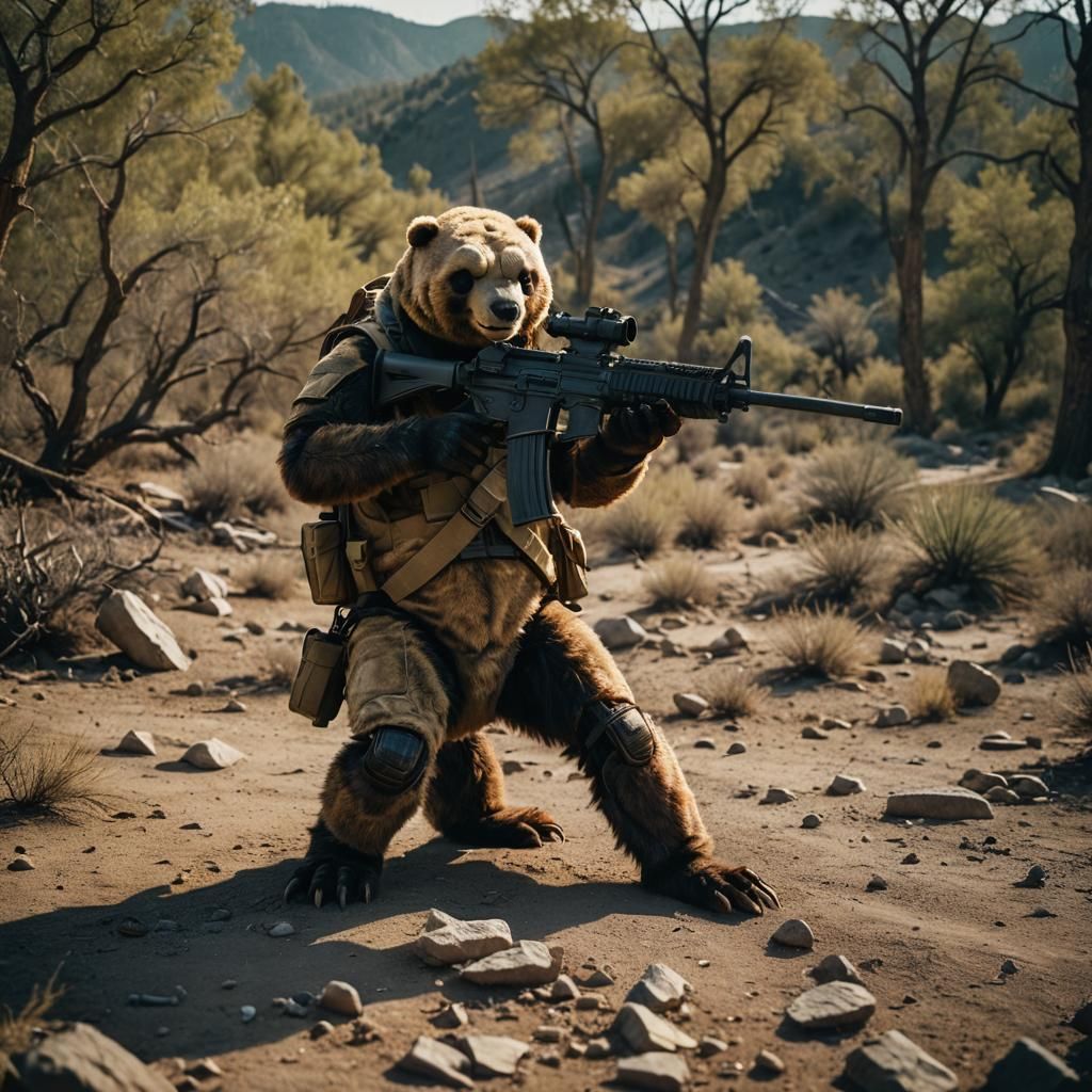 scorpion bear with M16