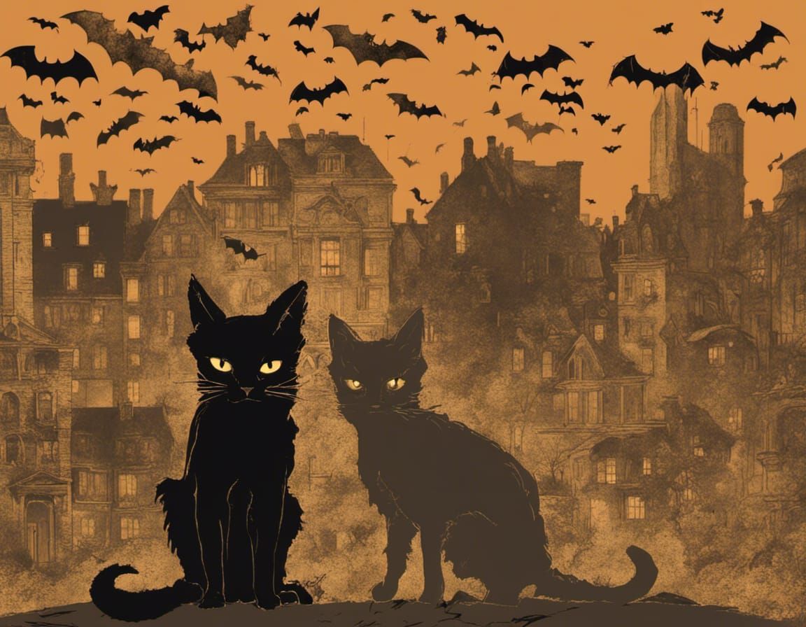 Black cats turning into black bats Tim Burton Wes Anderson film noir ...